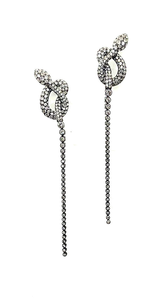 White Gold with White & Brown Diamond Earrings from Snake Collection