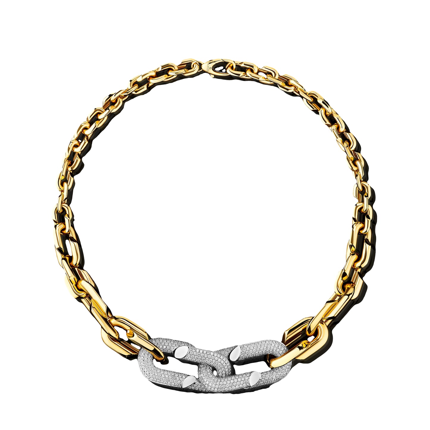 Yellow and White Gold with White Diamond Necklace from Link Collection