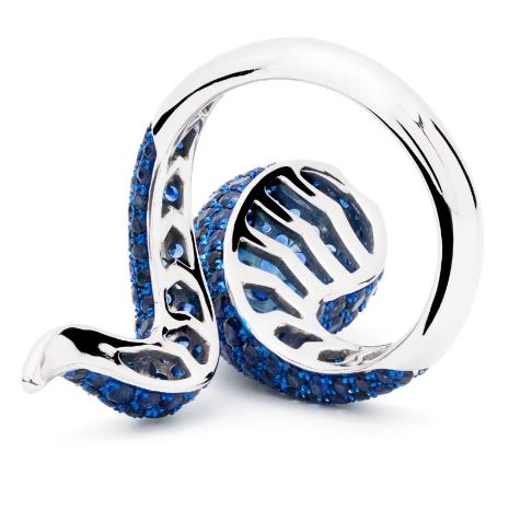 White Gold with Blue Sapphire Ring from Snakes Collection