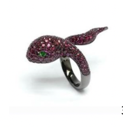 Platinum & White Gold with Ruby & Tsavorite Ring from Snake Collection