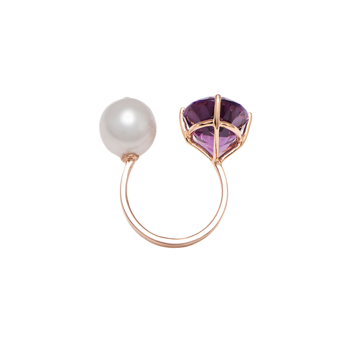 Rose Gold Amethyst and Pearl Ring from Terri Collection