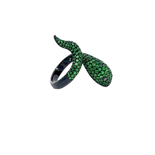 Platinum & White Gold with Tsavorite & Black Diamond