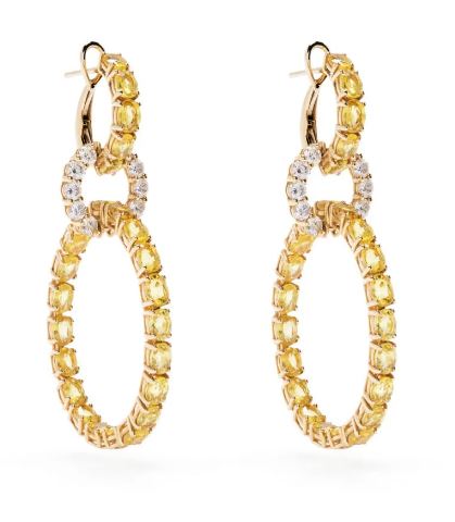 Yellow Gold White Diamond Yellow Sapphire Inside Out Earrings From Hoops Collection