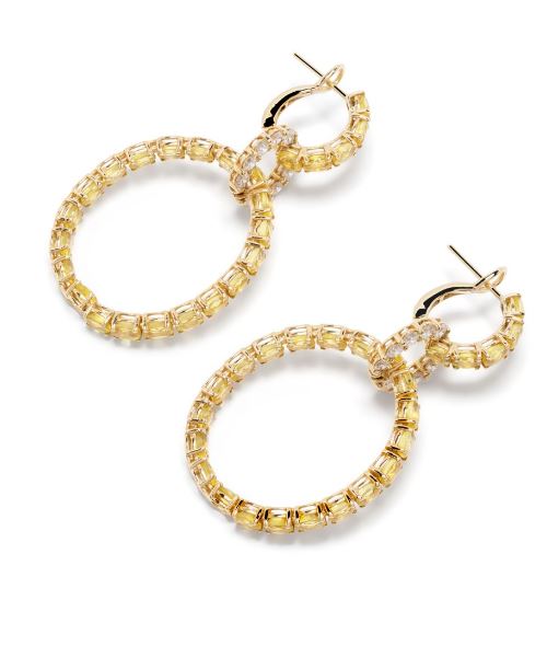 Yellow Gold White Diamond Yellow Sapphire Inside Out Earrings From Hoops Collection