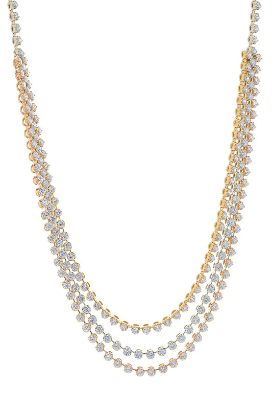 White & Yellow & Rose Gold with White Diamond Necklace from Link Collection
