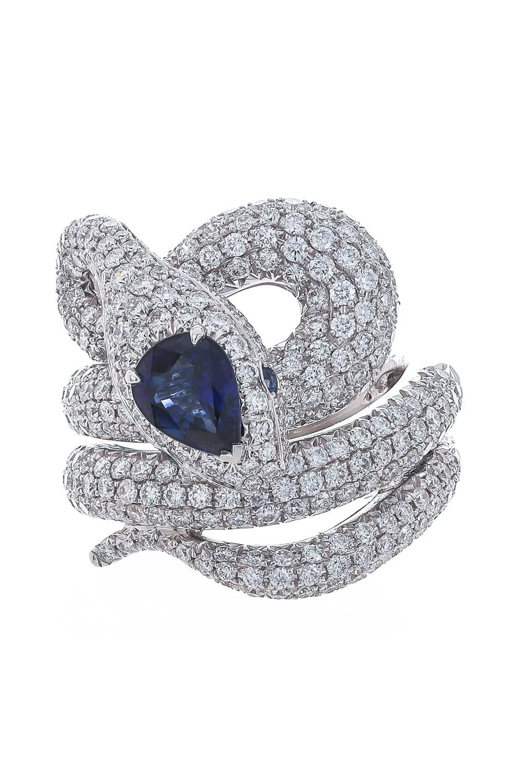 White Gold with Blue Sapphire Cocktail Ring from Snake Collection