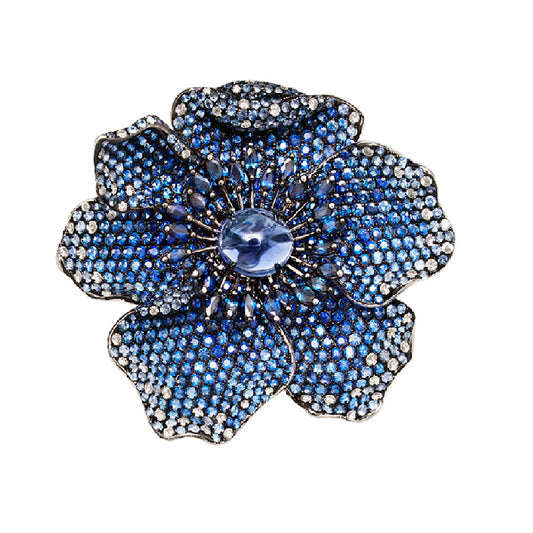White Gold Blue Sapphire Double-finger Ring from Flower Collection