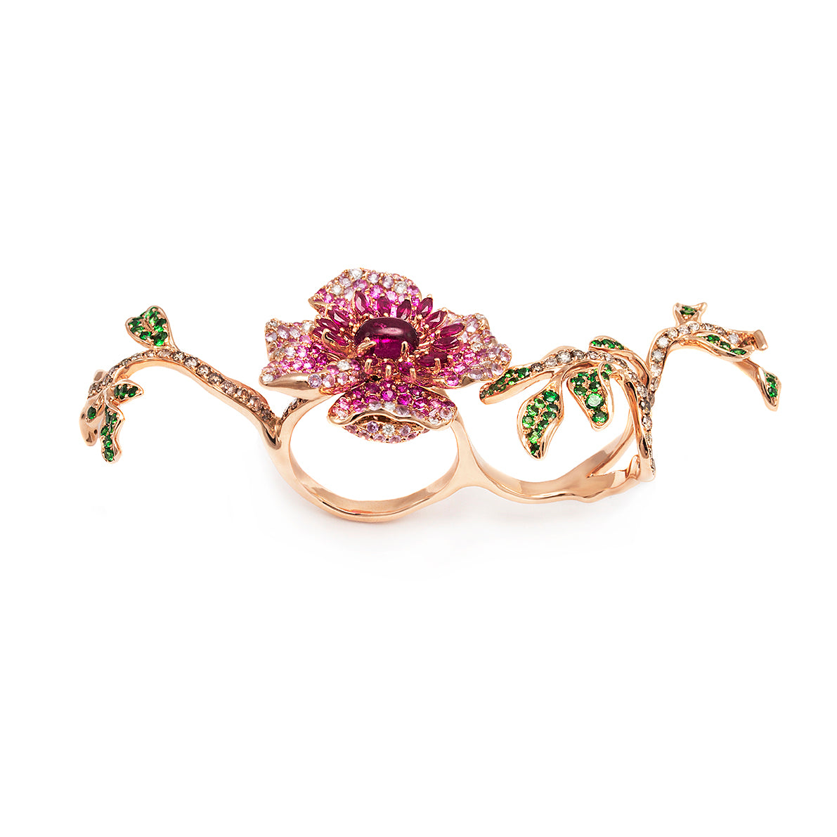 Rose Gold Pink Sapphire Multi-Finger Ring from Flower Collection