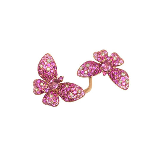 Rose Gold Pink Sapphires White Diamond Ring From Butterflies Collection