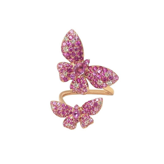 Rose Gold Pink Sapphires White Diamond Ring From Butterflies Collection