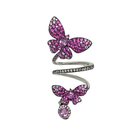 Pink Sapphires Butterflies Ring