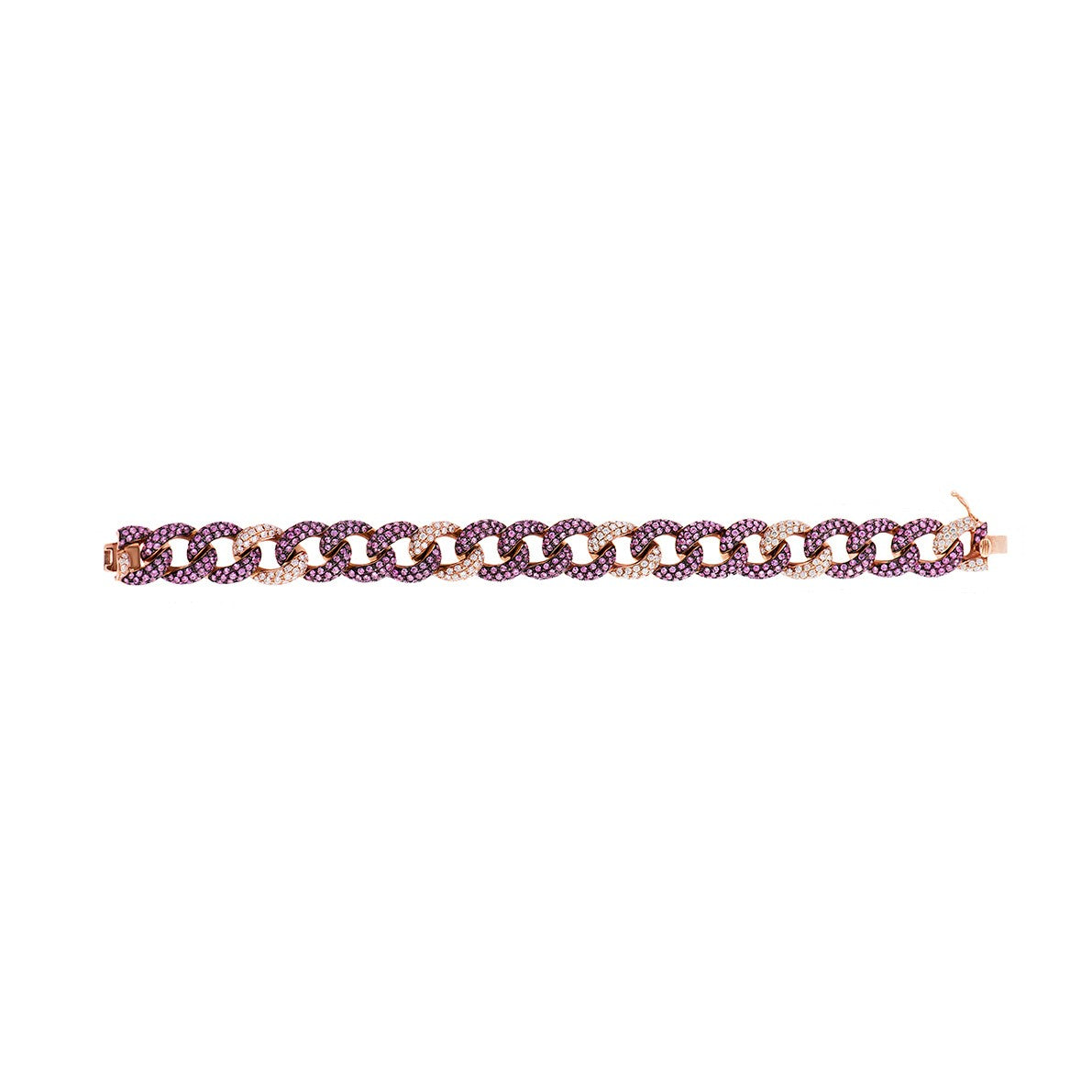 Rose Gold Diamonds Pink Sapphires Bracelet From Link Collection