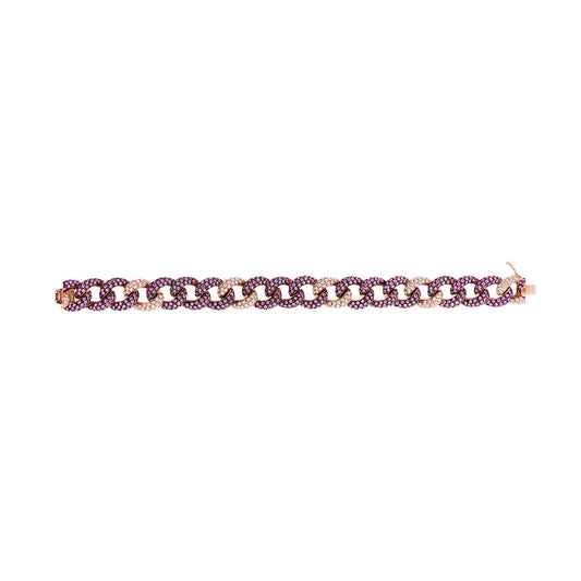 Rose Gold Diamonds Pink Sapphires Chain Link Bracelet From Links Collection