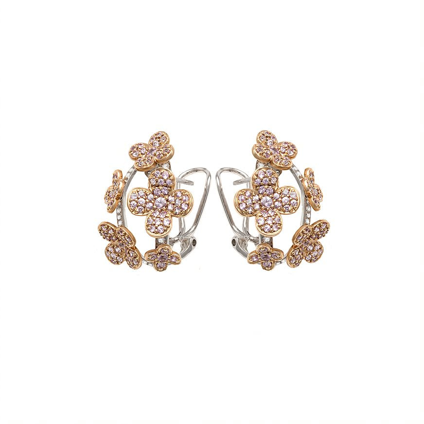 White and Rose Gold Flower Earrings