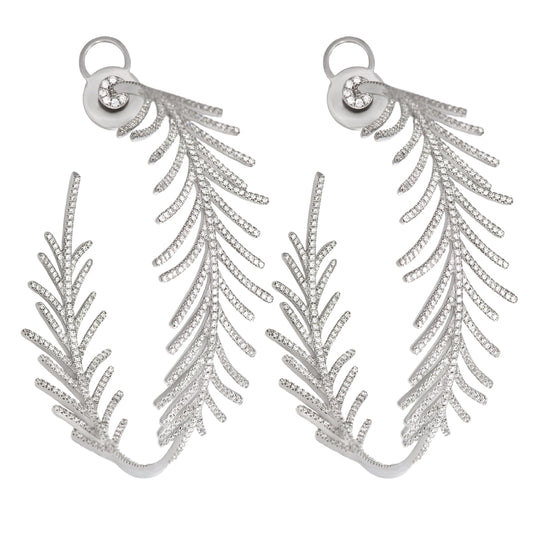 White Gold and Diamonds Lines Earrings